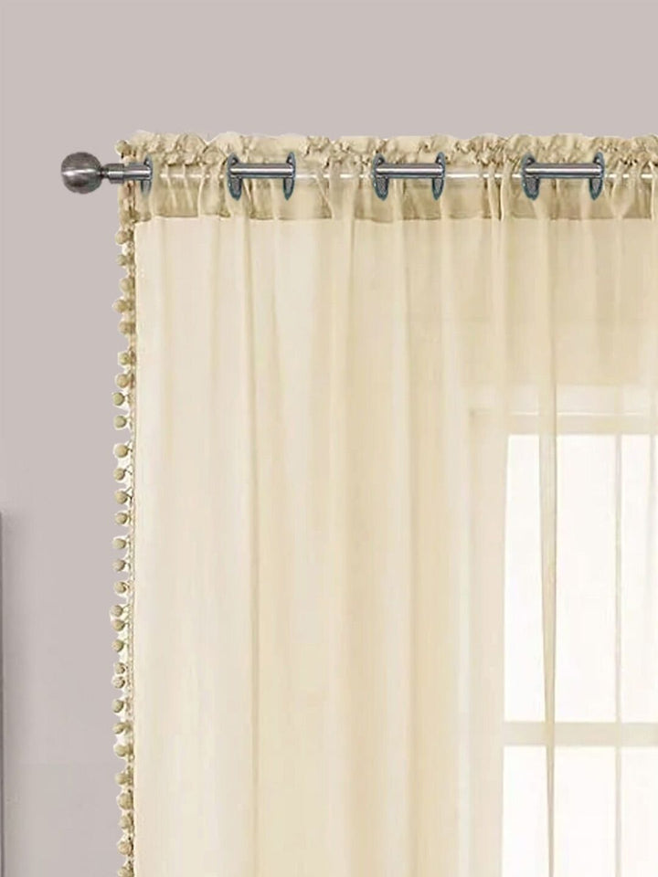 URBAN SPACE Taupe 2 Pieces Linen Sheer Long Door Curtains