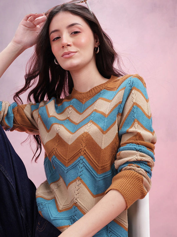 DressBerry Women Chevron Acrylic Pullover