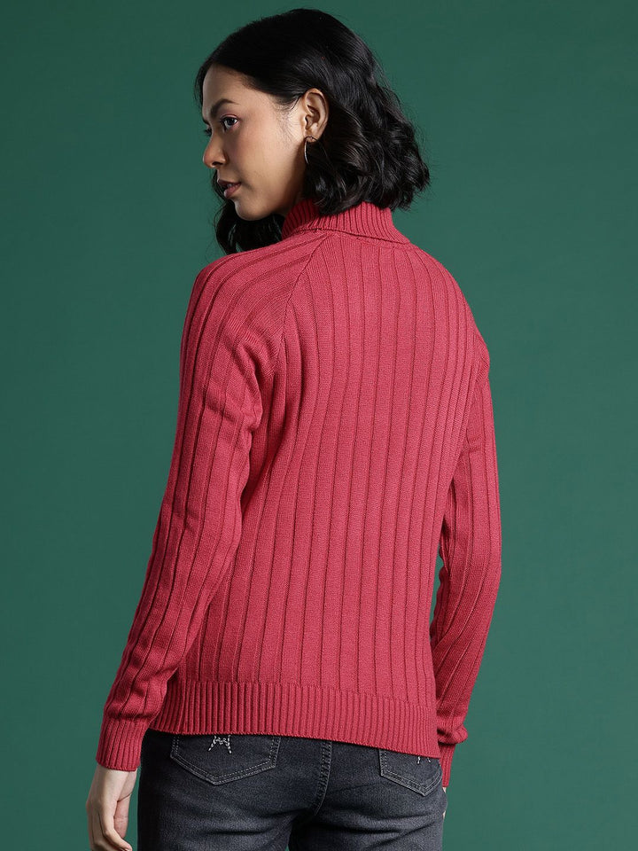 DressBerry Turtle Neck Self-Striped Pullover
