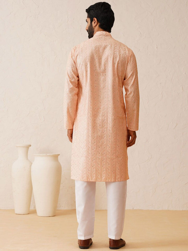SOJANYA LUXE Mandarin Collar Embroidered Regular Thread Work Kurta with Pyjamas