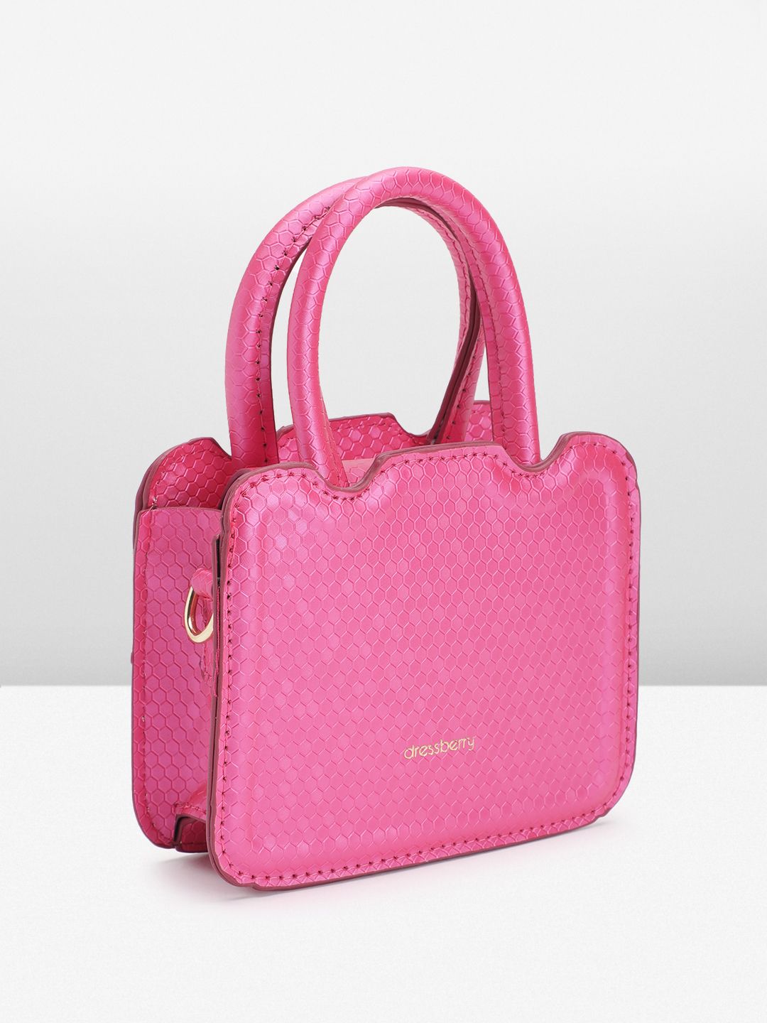 DressBerry Snake Skin Textured Structured Handheld Bag