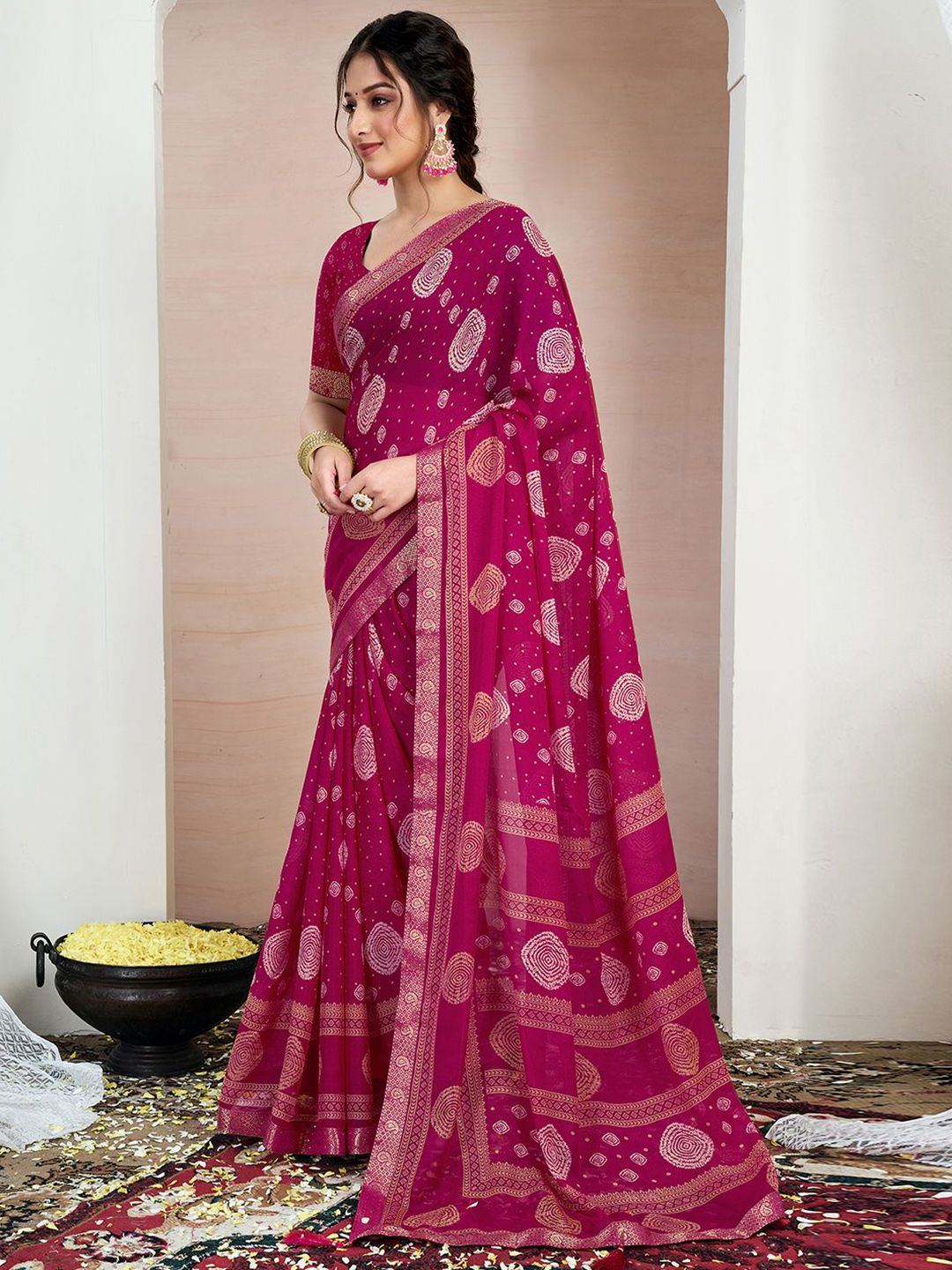 KALINI Abstract Printed Pure Chiffon Saree