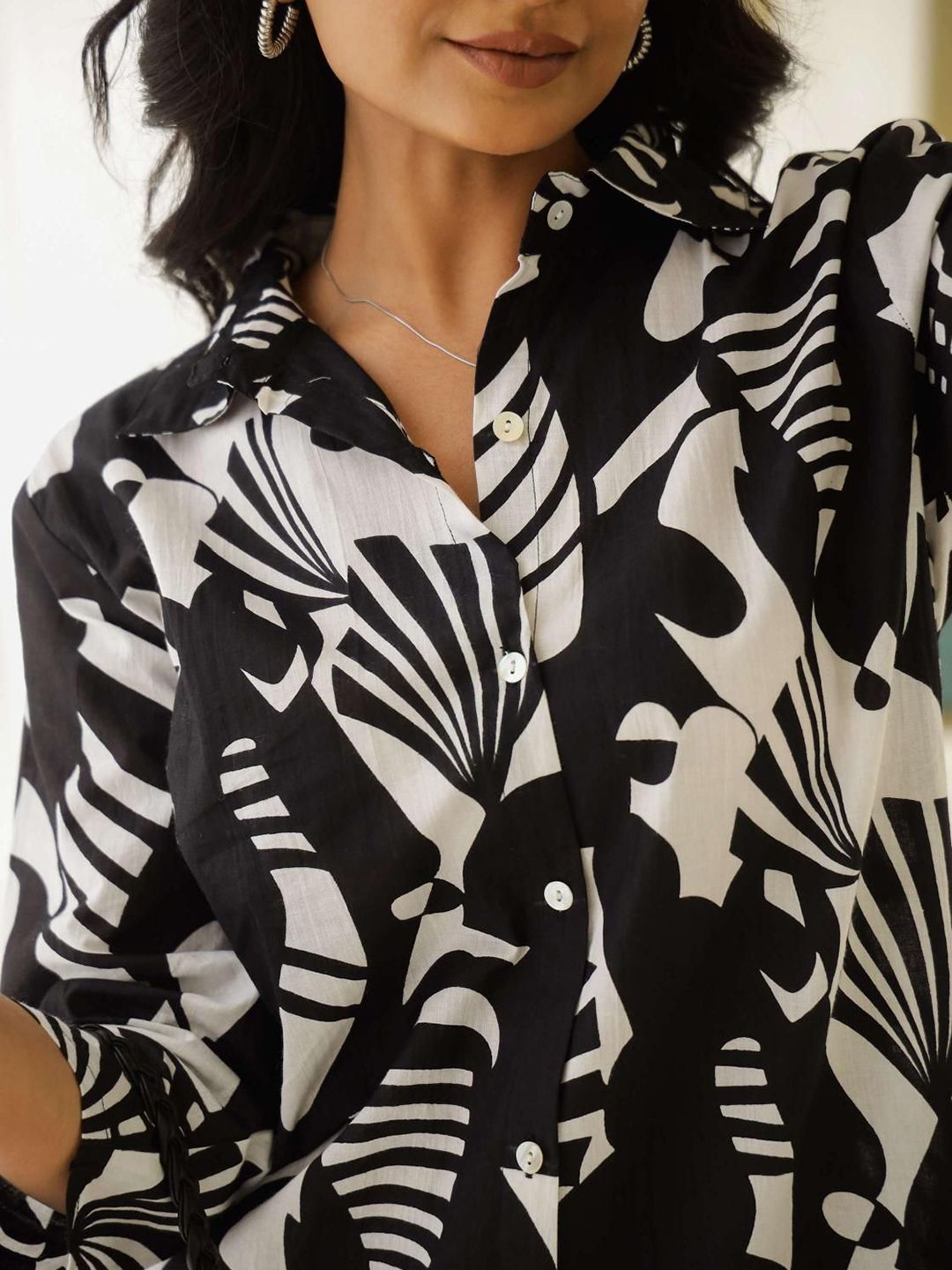 Mamicha Women Printed Shirt Collar Cotton Shirt and Trousers Co-Ords