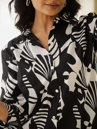 Mamicha Women Printed Shirt Collar Cotton Shirt and Trousers Co-Ords