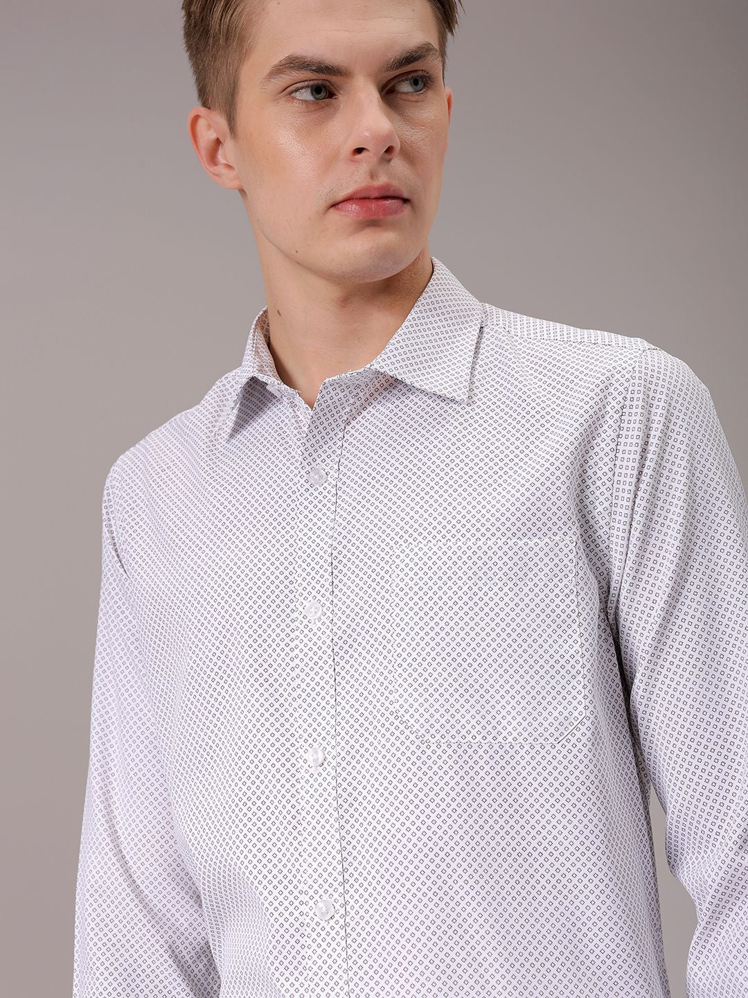 The Indian Garage Co. X Luxe Men Spread Collar Micro Ditsy Printed Slim Fit Formal Shirt