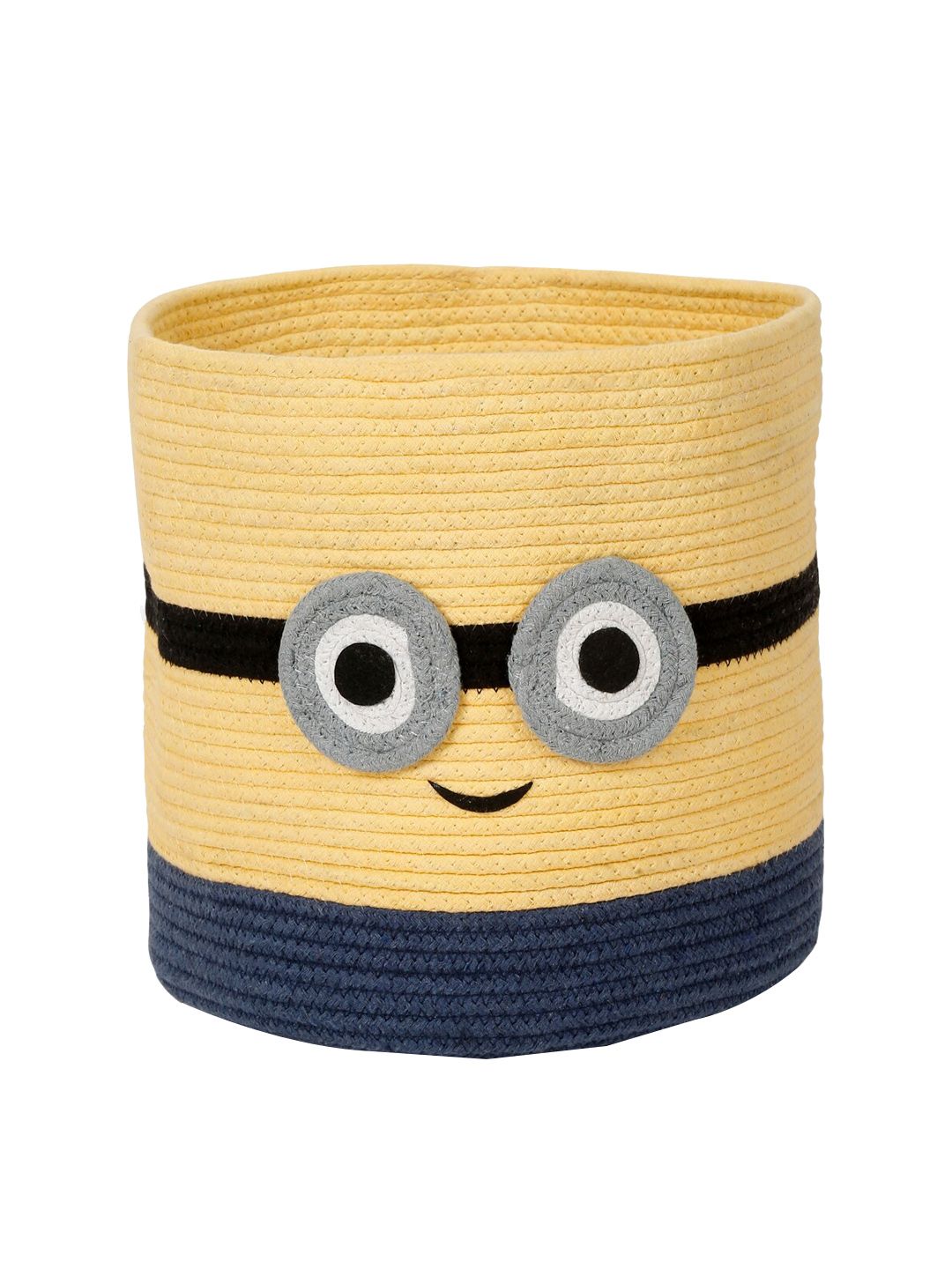 HOSTA HOMES Yellow & Blue Cartoon Character Textured Pure Cotton Foldable Laundry Bag