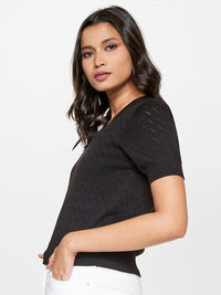 AND Self Design V-Neck Regular Top