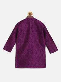 SOJANYA Boys Ungu & Black Design Tenunan Benang Kerja Band Kolar Kurta