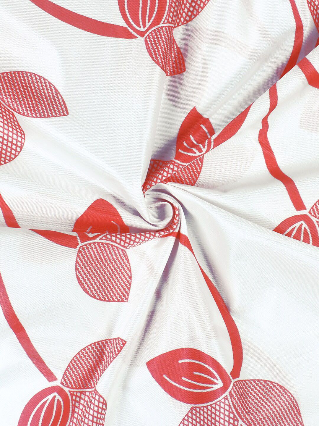Story@home Nature Red & Off White Set of 2 Floral Long Door Curtains