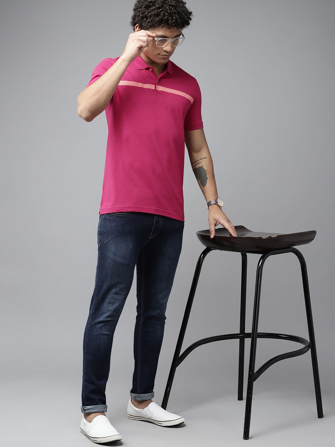 Park Avenue Striped Polo Collar Slim Fit T-shirt
