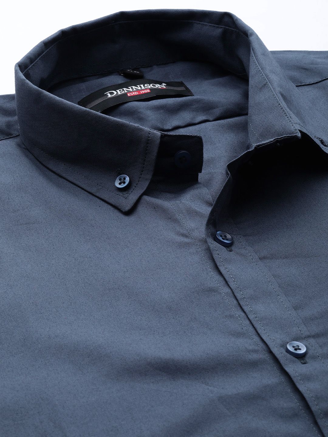 DENNISON Men Charcoal Grey Smart Slim Fit Solid Water & Stain Repellent Casual Shirt