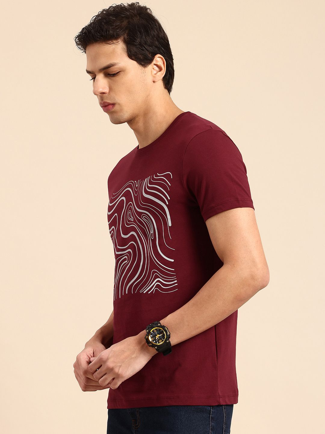 Being Human Abstract Printed Pure Cotton T-shirt
