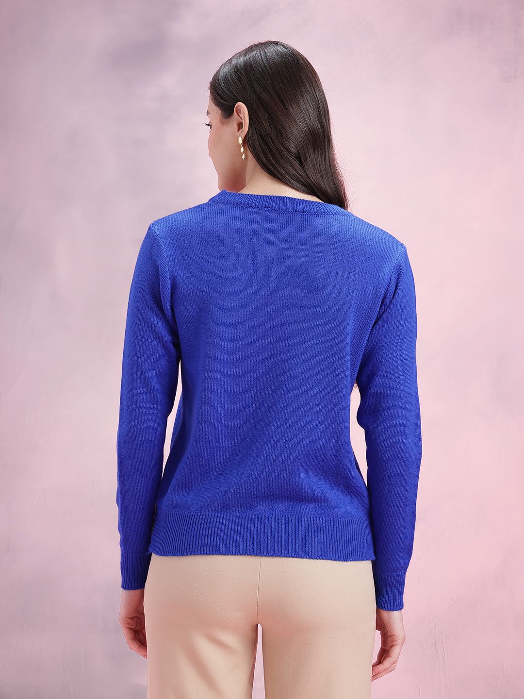 DressBerry Embroidered Round Neck Long Sleeves Pullover
