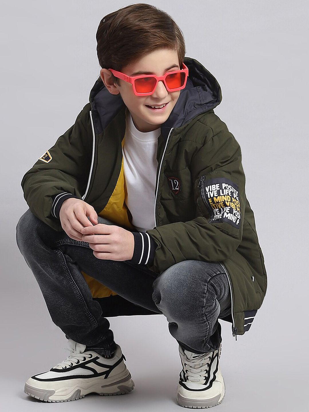 Monte Carlo Boys Typography Printed Lightweight Padded Jacket