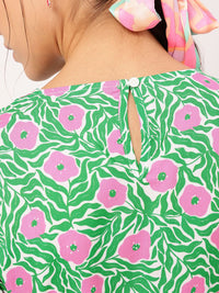 DressBerry Garden Galore Printed Blouson Crop Top