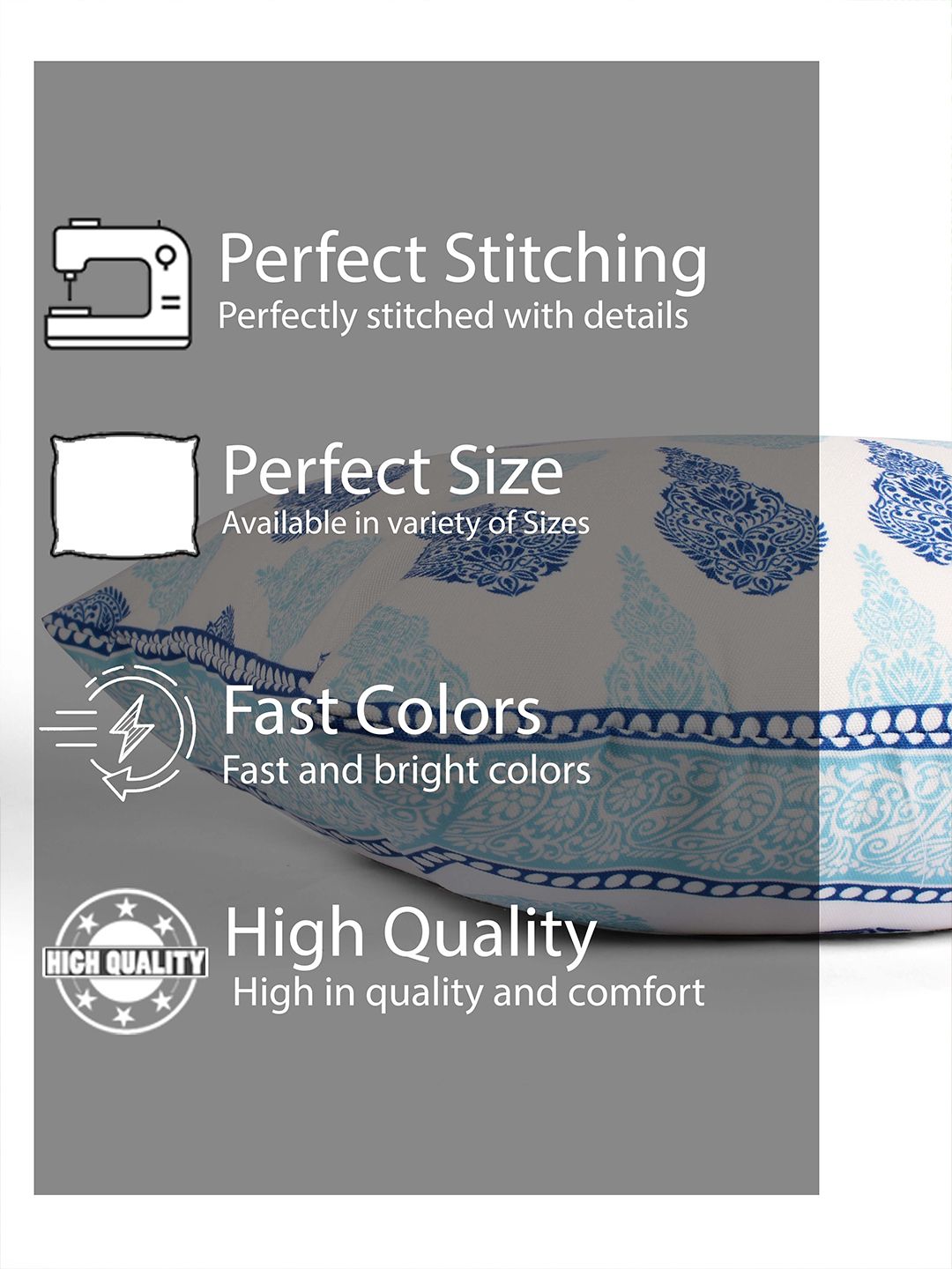 STITCHNEST Blue & White 5 Pieces Ethnic Motifs Square Cushion Covers