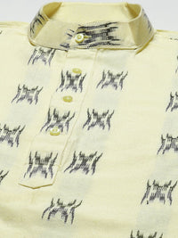SOJANYA Lelaki Kuning & Hitam Pure Cotton Self Design Kurta