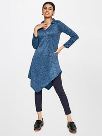 Global Desi Self Design Shirt Collar Tunic