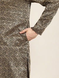 SOJANYA Floral Woven Design Jacquard Kurta With Churidar