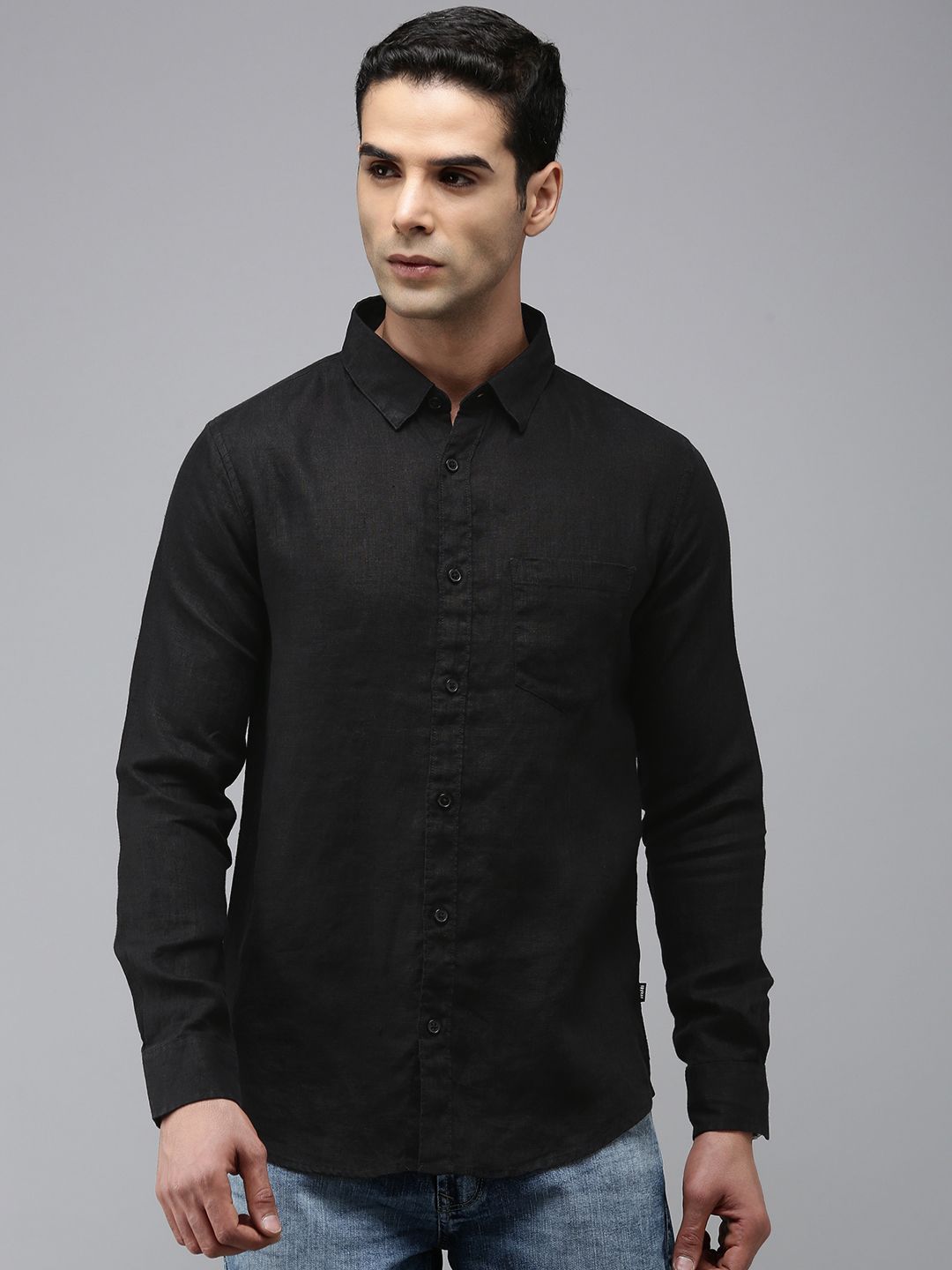 SPYKAR Solid Slim Fit Pure Linen Casual Shirt