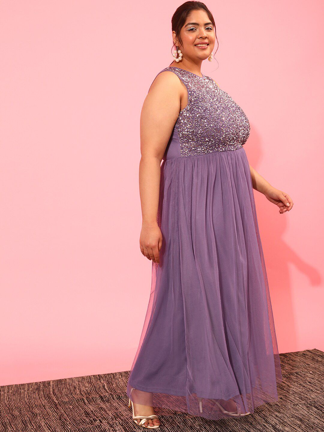 CURVY STREET Net Sheath Maxi Dress