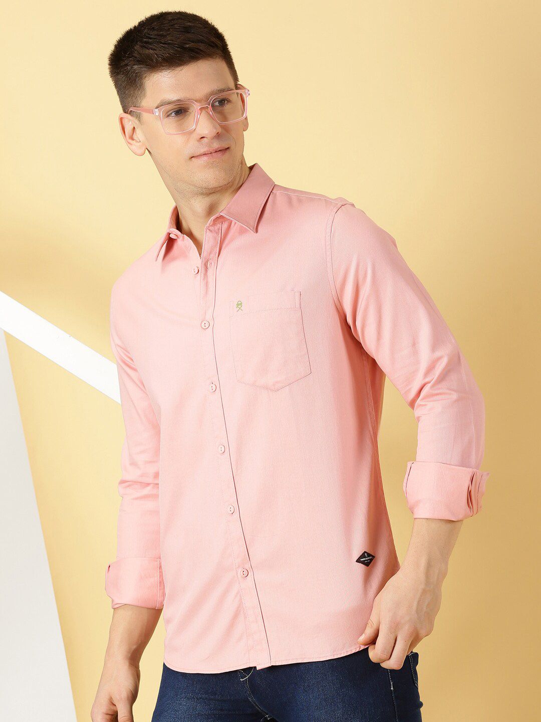 Thomas Scott Men Standard Slim Fit Flannel Weave Pure Cotton Casual Shirt