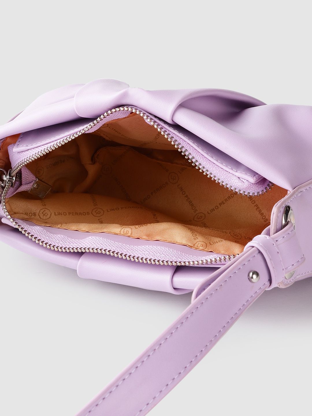 Lino Perros Lavender Structured Shoulder Bag with Pleated Detail