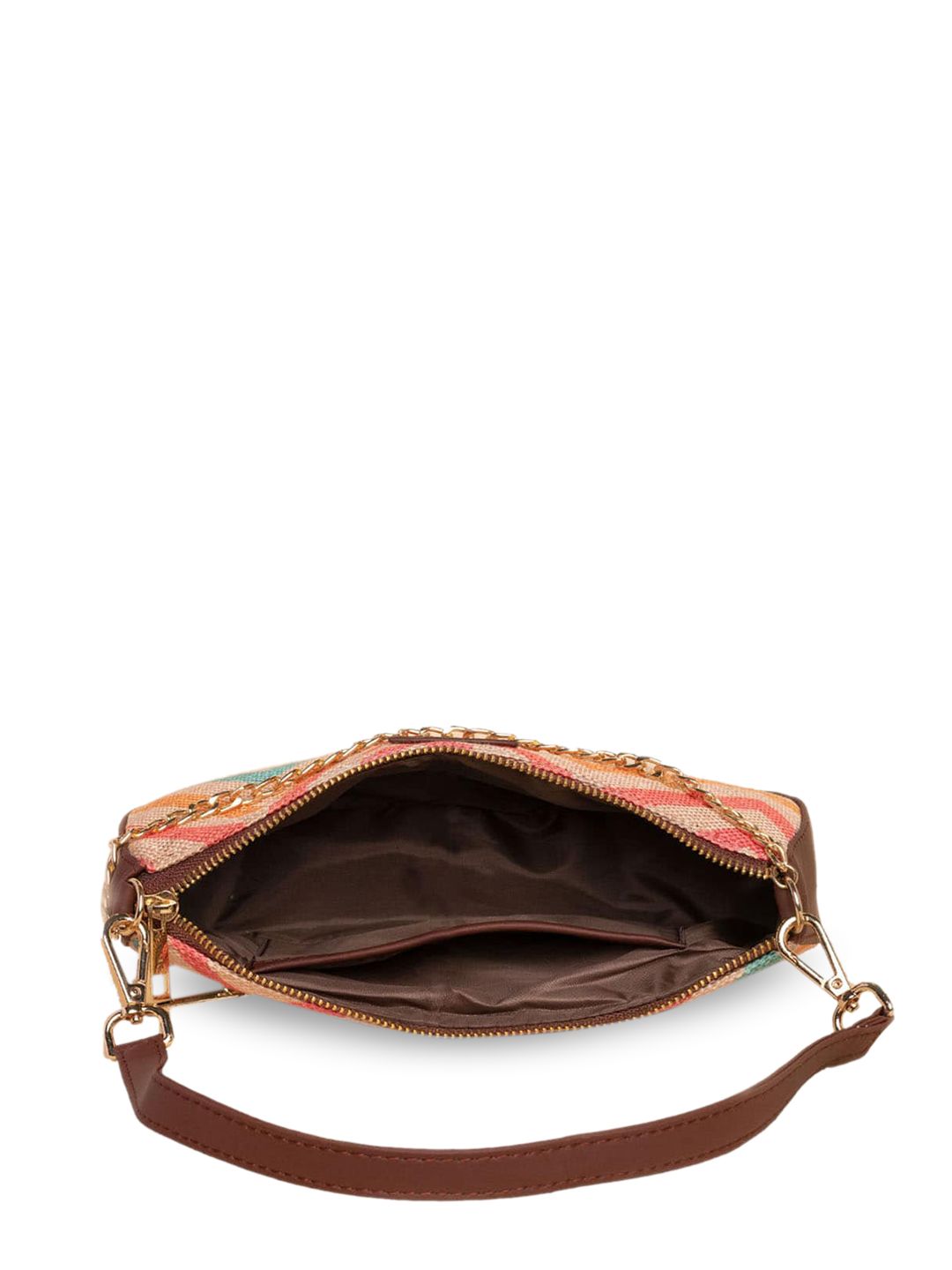 ZOUK Geometric Printed Structured Baguette Bag