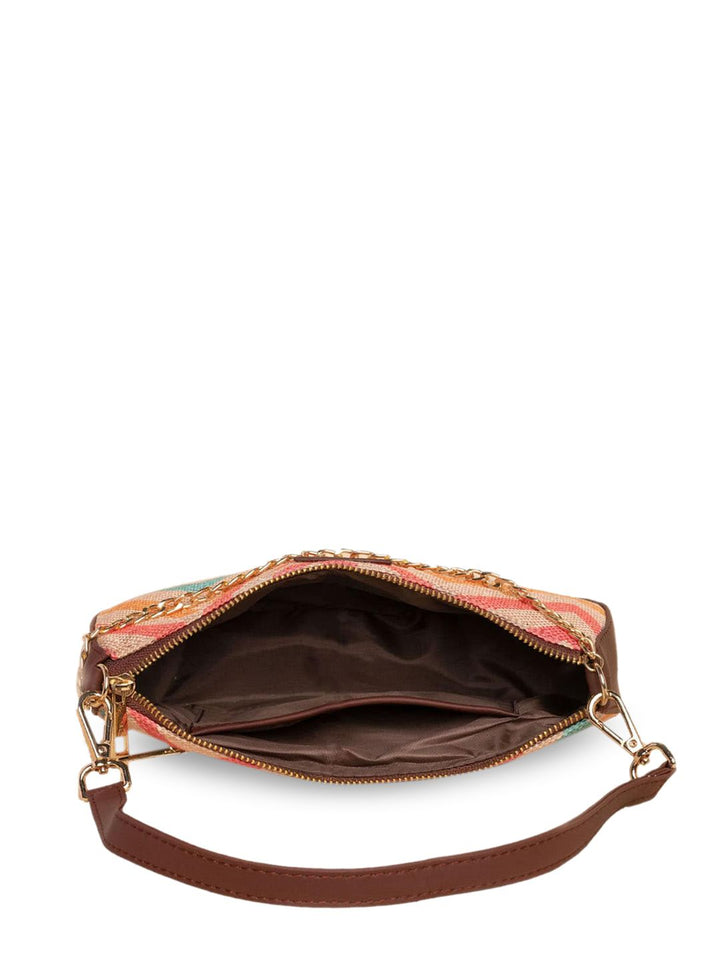 ZOUK Geometric Printed Structured Baguette Bag