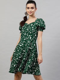 STREET 9 Women Green Printed A-Line Dress