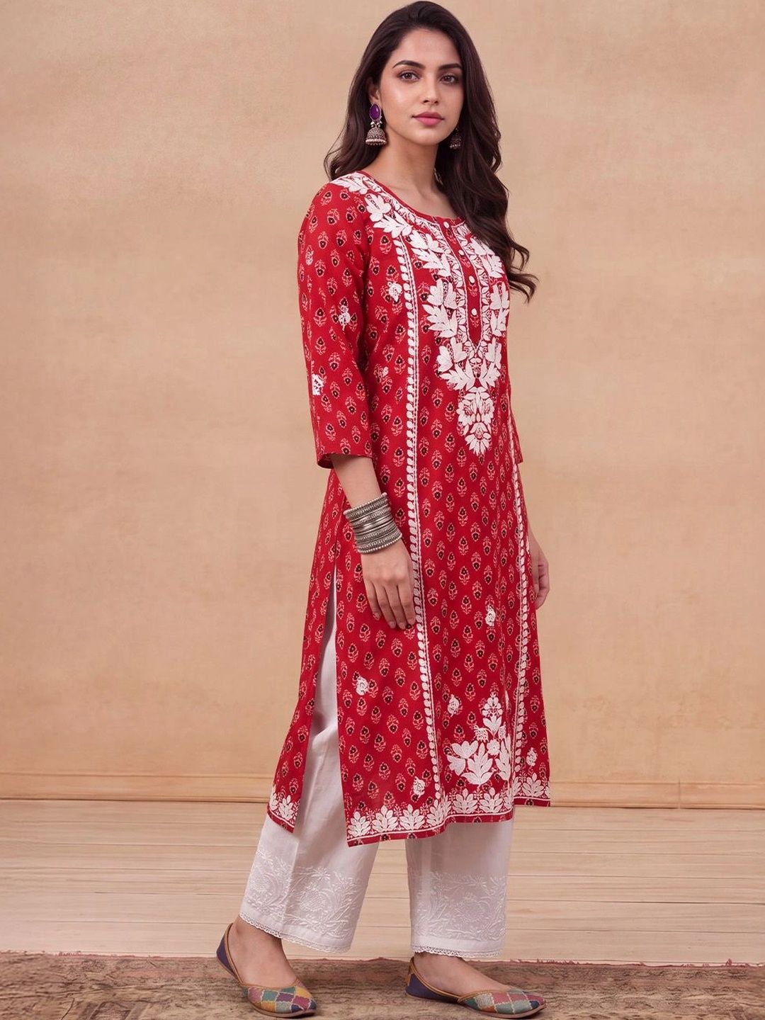 House of Chikankari Women Embroidered Chikankari Kurta