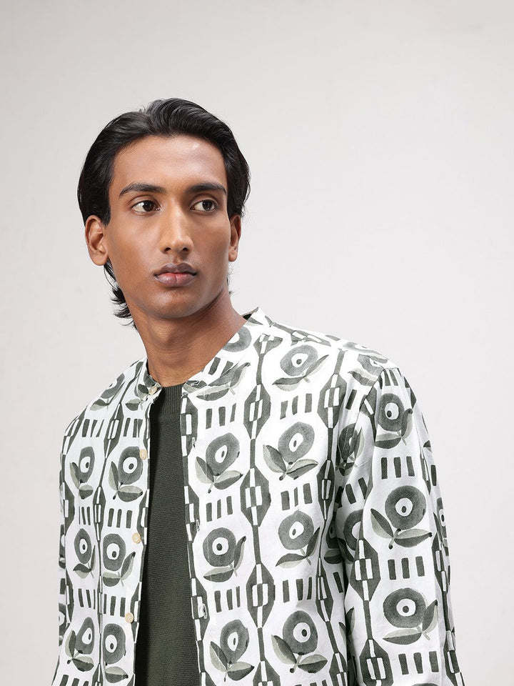 ether Artisan Hand Block Ethnic Print Pure Cotton Shirt