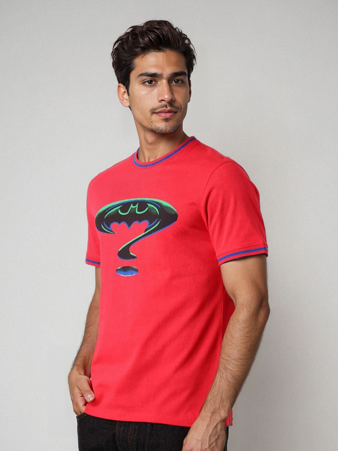 The Indian Garage Co Men Batman Graphic Printed Round Neck Cotton Slim Fit T-shirt