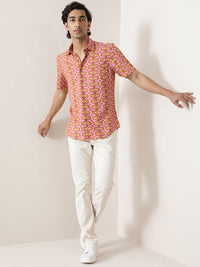 RARE RABBIT Rebeus Slim Fit Geometric Printed Shirt