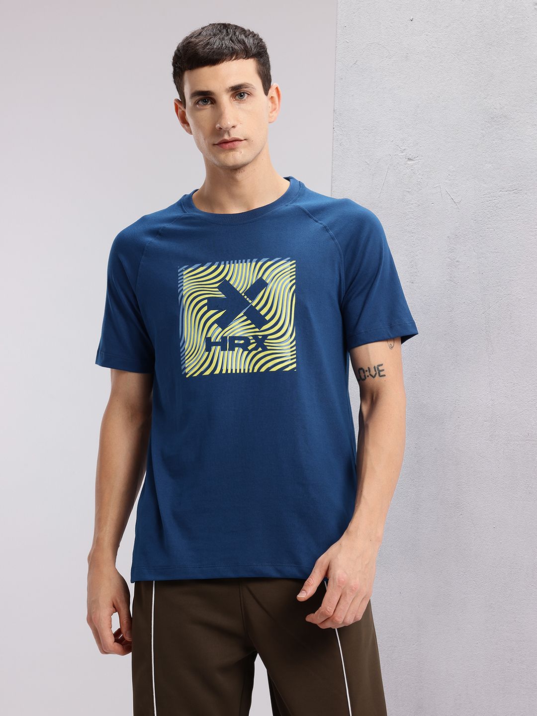 HRX by Hrithik Roshan Brand Logo Print Drop-Shoulder Sleeves Training T-shirt