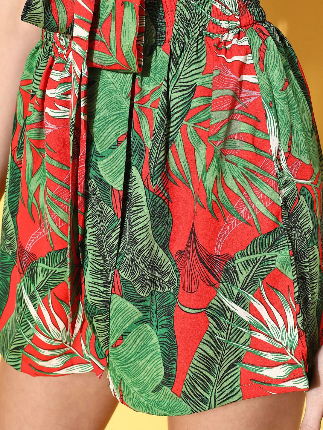 Berrylush Women Stylish Red Printed Top with Shorts