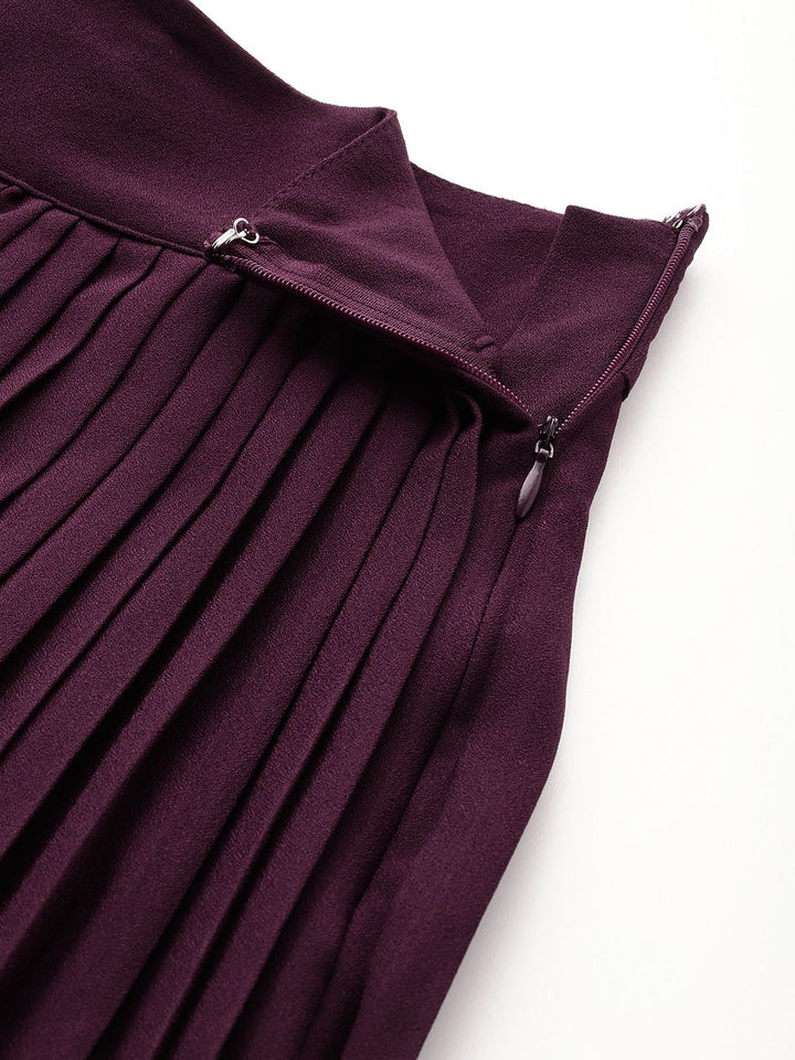 all about you Women Accordion Pleats High Waist Midi Skirt