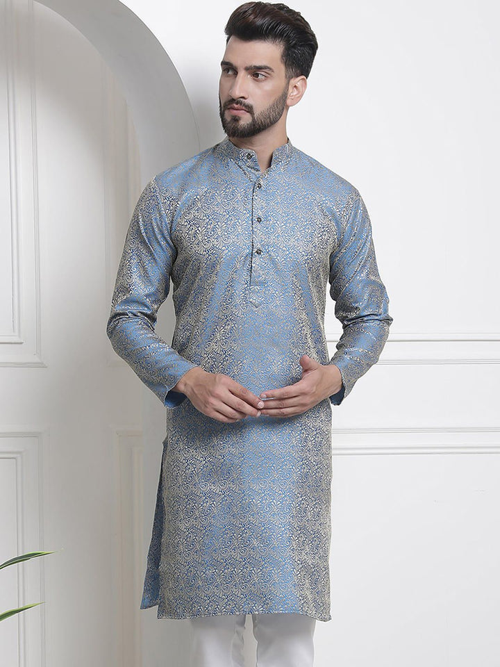 SOJANYA Motif Etnik Rekaan Tenun Kurta Kolar Mandarin