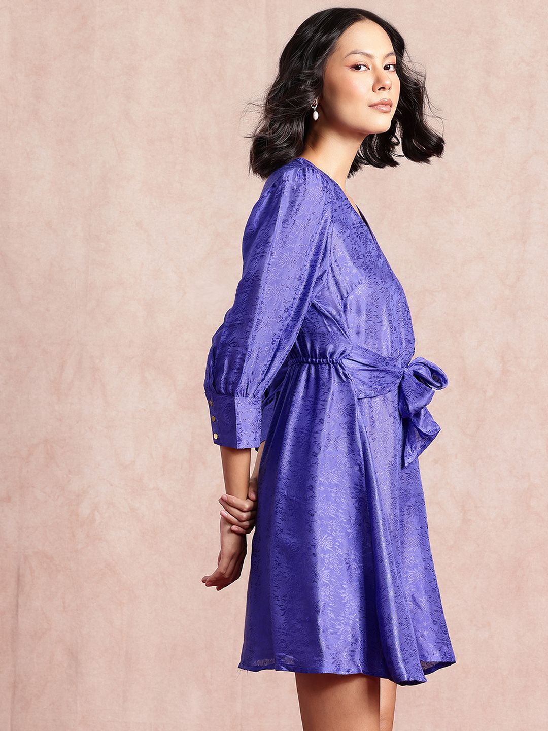 all about you Waist Tie-Up A-Line Satin Finish Dress