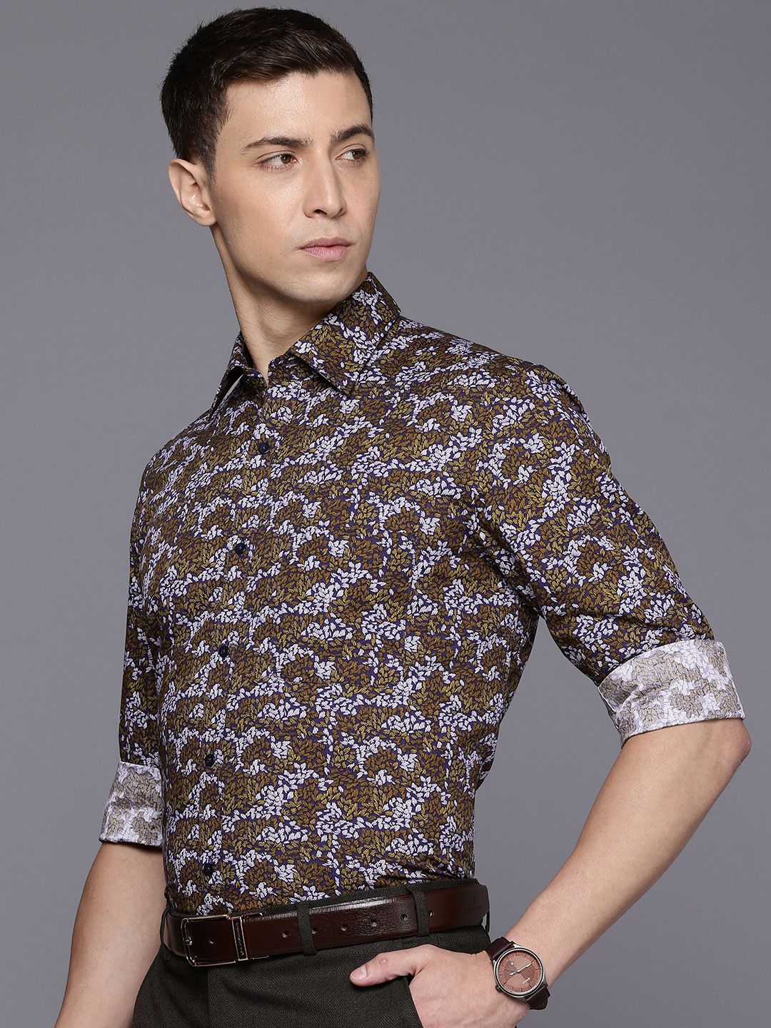 Raymond Floral Printed Pure Cotton Formal Shirt