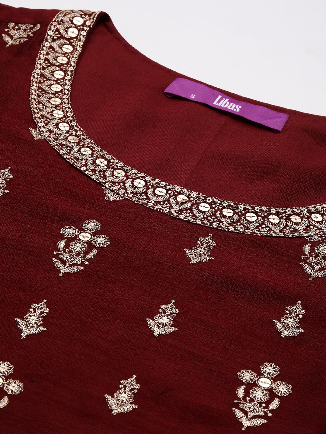 Libas Ethnic Motifs Embroidered Regular Sequinned Kurta with Trousers & Dupatta