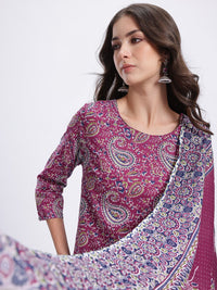 Anouk Paisley Print Kurta with Trousers & With Dupatta