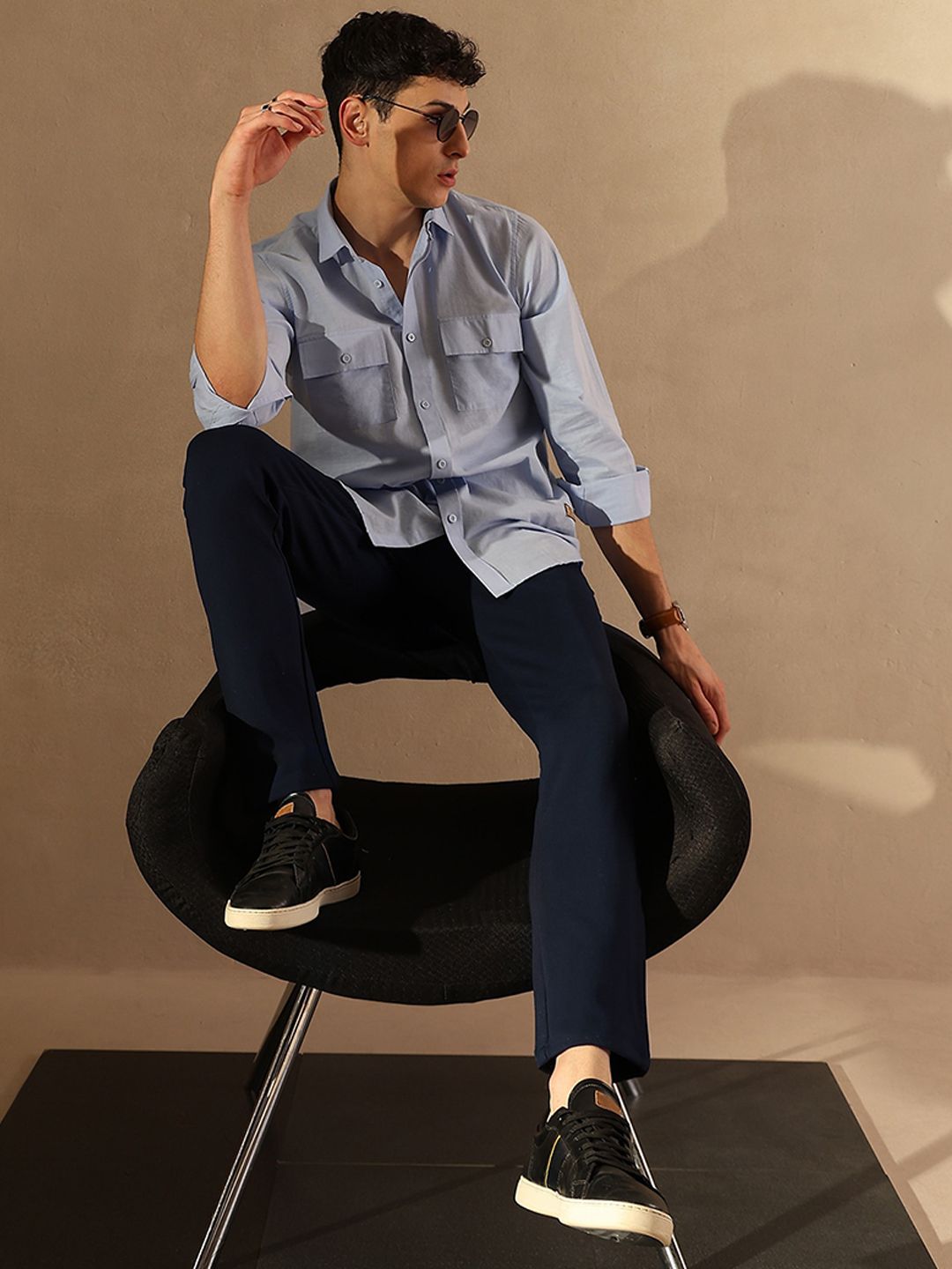 DENNISON Navy Blue 4-way lycra trouser