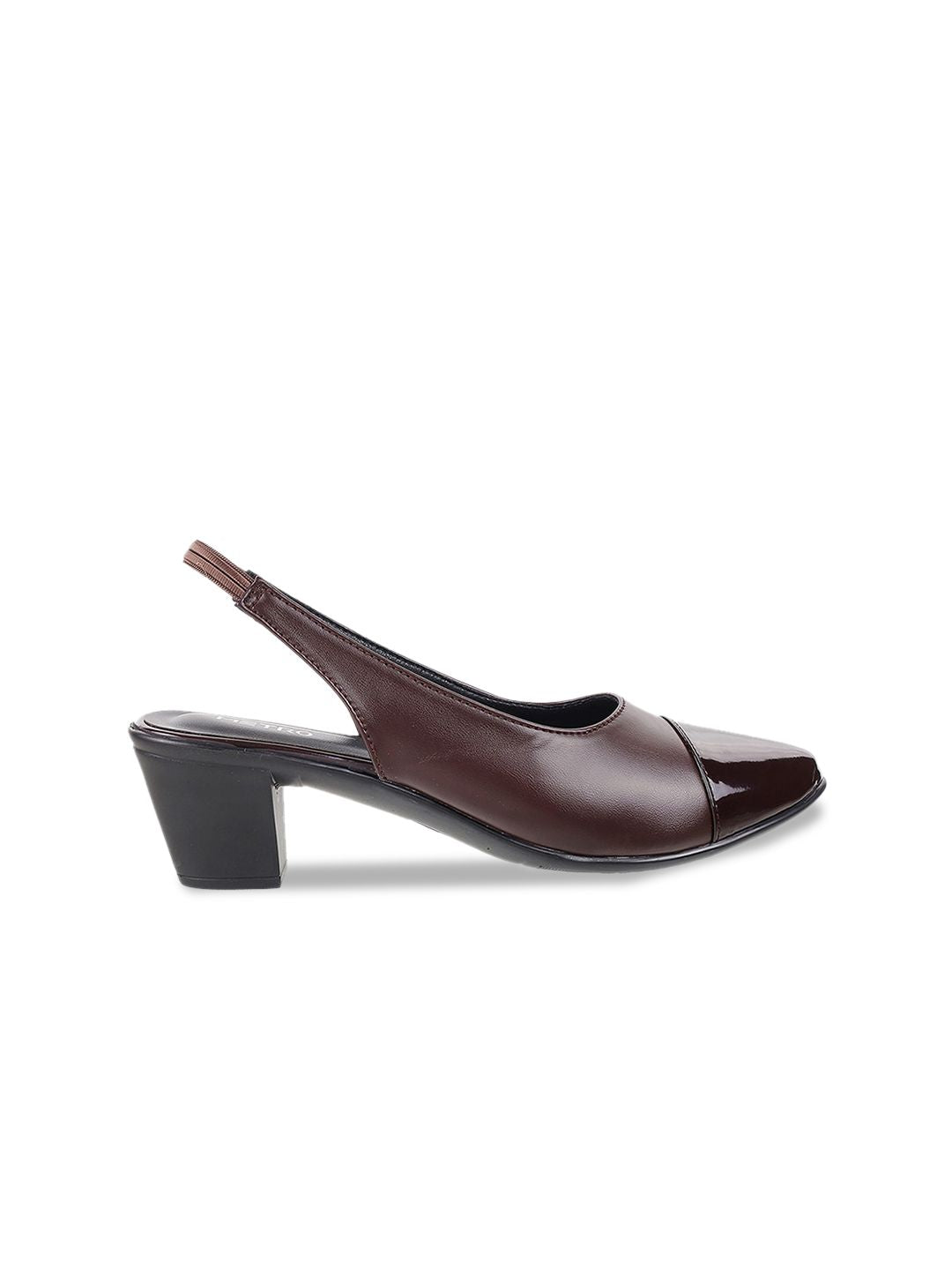 Metro Women Brown Block Mules