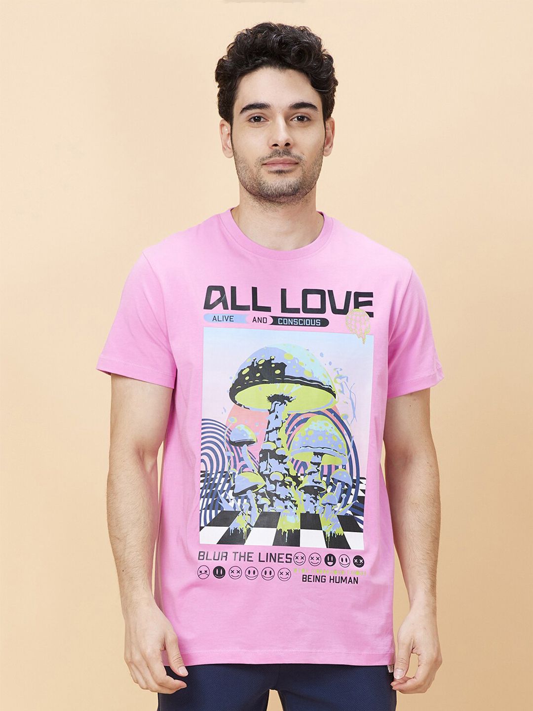 Being Human Graphic Printed Round Neck Short Sleeves T-shirt