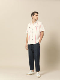 Mr Bowerbird Men Beige & Pink Striped Casual Shirt