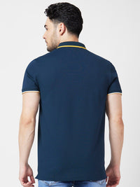 SPYKAR Polo Collar Slim Fit Indigo Cotton Casual T-Shirt