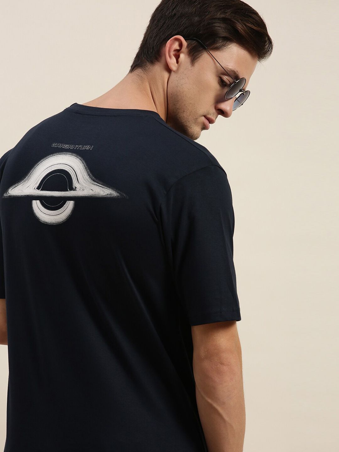 Difference of Opinion Men Navy Blue  White Typography Printed Loose Fit Pure Cotton T-shirt