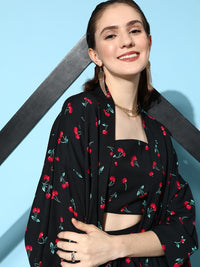 Berrylush Women Printed Top With Shorts & With Shrug