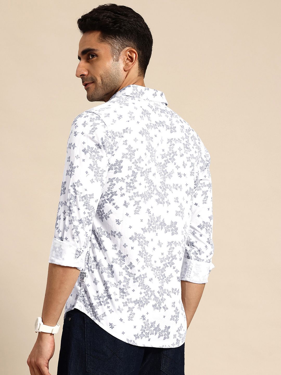 Being Human Classic Slim Fit Floral Printed Casual Shirt